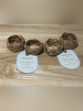Threshold Studio McGee Rattan Napkin Rings - Natural Brown